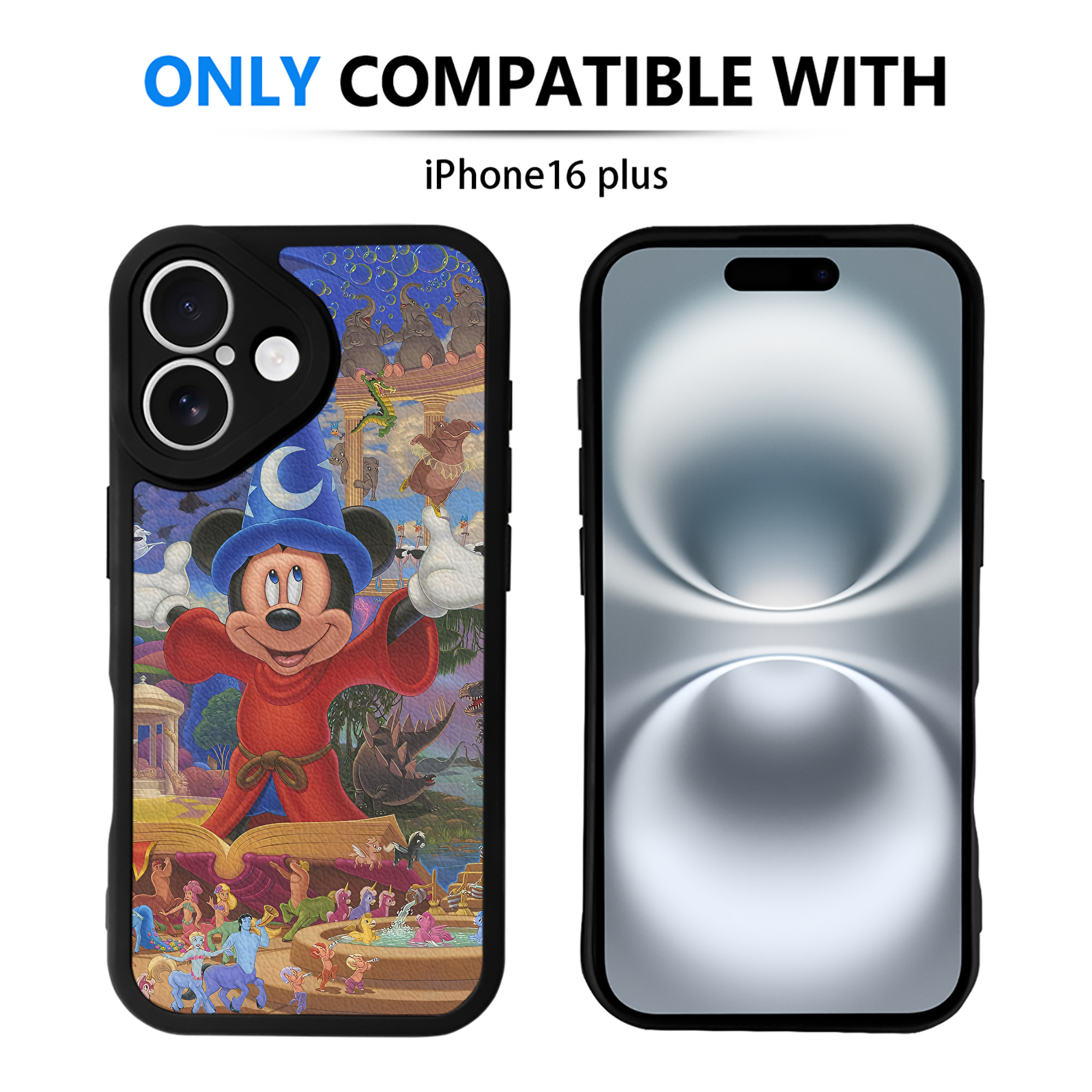 （画像用） ミッキーマウス Mickey Mouse 【iPhone 16シリーズ対応】シリコンスマホケース（レザー調） 材質：シリコン